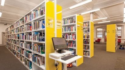 Rows of books at Glenside library