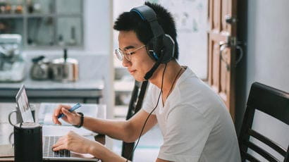 Person using a computer.