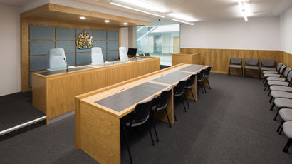 Mock court room at Bristol Law School