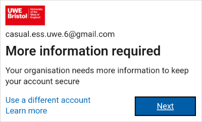 'More information required' screen
