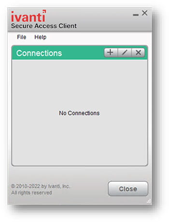 Screenshot of the 'Ivanti Secure Access Client' window