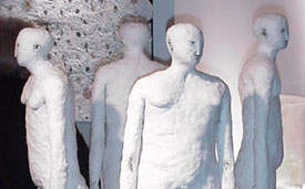 Standing figures, by Clare Curneen at the Contemporary Applied Arts stand.