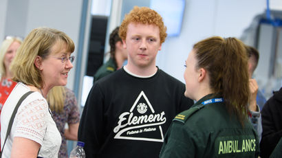 Potential student and parent at an Open Day.