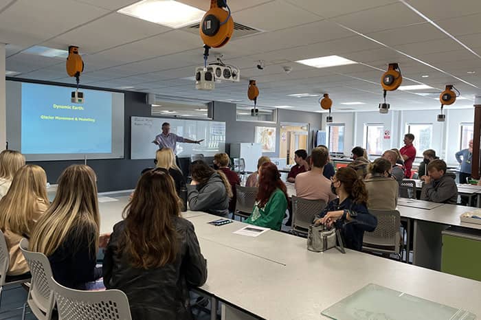 Students completing a practical session in our physical geography laboratory. 