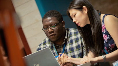 student at her laptop