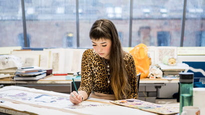Student in the design building 