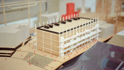 A model of a building for an Architecture Degree Show.