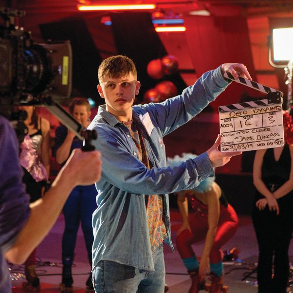 Film student in film studio