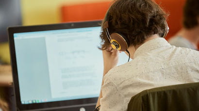 student at a computer