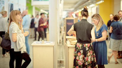 Students product design work being viewed at a Degree Show