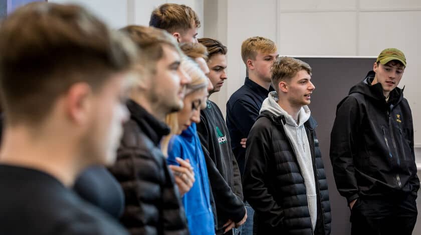 Group of students standing in line