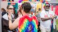 UWE Bristol staff members standing in the crowd at Bristol Pride.