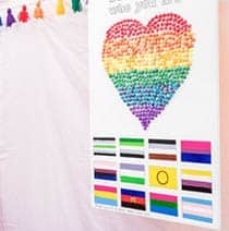 Closeup of a display board at Bristol Pride.
