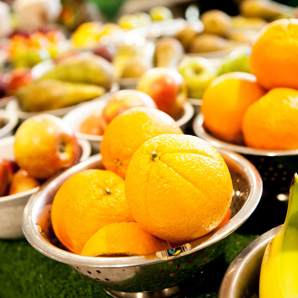 Bowl of fruit on sale at the farmer's market at UWE