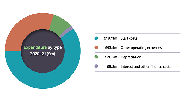 Pie chart displaying expenditure stats for the 2020 Annual Report and Financial Statement.
