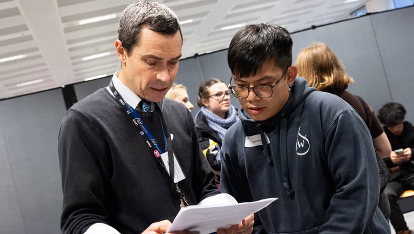 Students and industry experts networking at the GEM employer event.