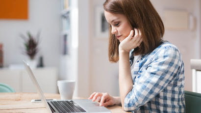 Student working on a laptop