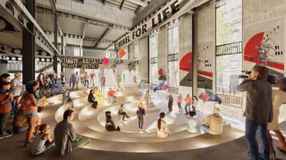 Student work depicting a amphitheatre style building. Image credit: Nikola Asojana 