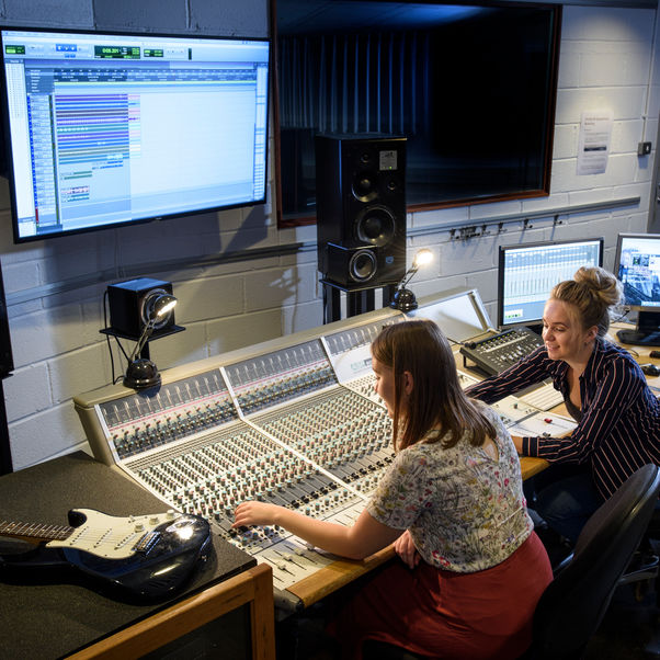 Students in recording studio