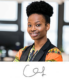 Headshot of SU president Precious Onyenekwu Tatah