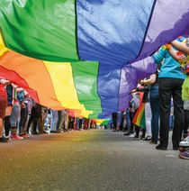 Rainbow flag at a LGBT+ Pride event
