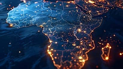 Satellite view of Africa at night