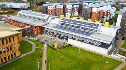 A drone-produced aerial shot of Frenchay Campus.