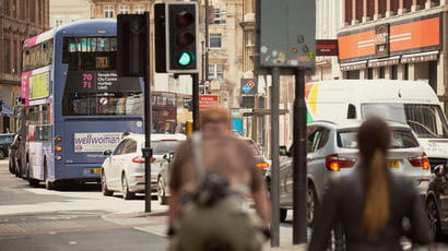 A busy road in Bristol.