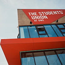 Close up image of The Students' Union building at UWE Bristol