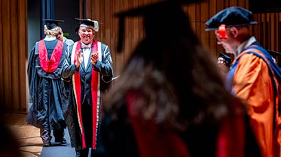 Vice Chancellor Steve West on stage at the graduation ceremony.