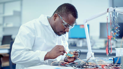 Professional working with technology