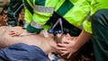 UWE Bristol paramedic students performing CPR in a simulated air crash.