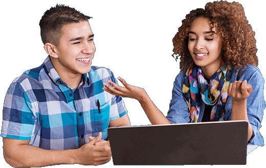 Couple of students with a laptop