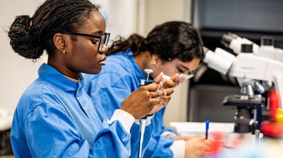 Bio-sciences students in a lab