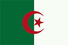 the flag of Algeria, green and white with a red crescent moon and star at the centre