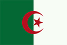 the flag of Algeria, green and white with a red crescent moon and star at the centre
