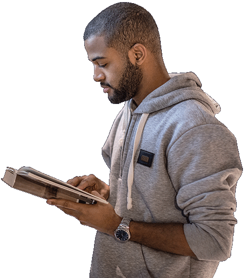 Student reading course material