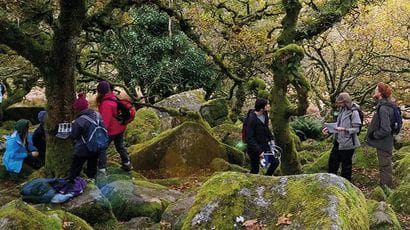 Two students exploring the environment
