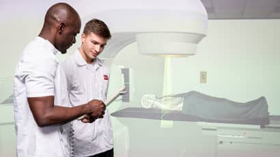 Students looking at a patients notes