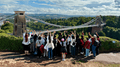 International Summer School group looking over Avon Gorge to the Clifton Suspension Bridge in Bristol.