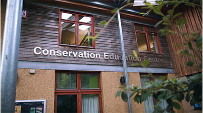 Photo showing the front of the Conservation Education Centre at Bristol Zoo Gardens.