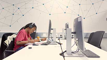 Student studying in the Maths Hub