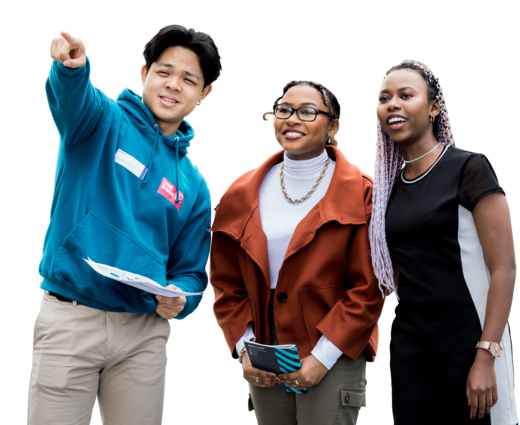 A UWE representative guides two prospective students around.