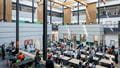 Guests visiting the new Engineering building at an open day.