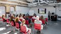 Open Day visitors listening to a talk from a lecturer