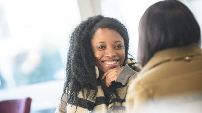 A student smiling