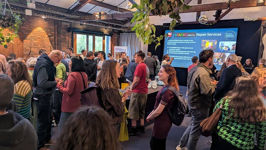 People socialising in The Watershed after the BDAS talk.