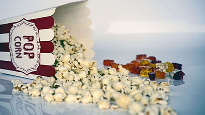 Popcorn and jelly candies