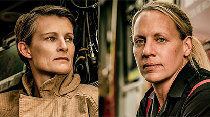 Two women firefighters from the Antarctic Fire Angels.