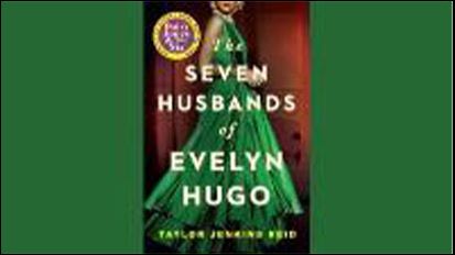 Cover of the book 'The Seven Husbands of Evelyn Hugo' by Taylor Jenkins Reid featuring a woman wearing green dress
